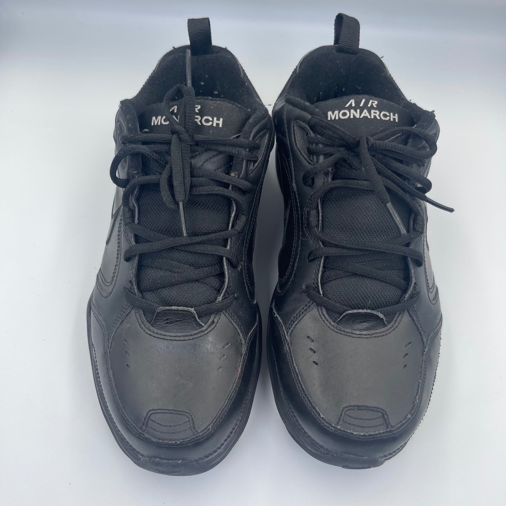 Nike Air Monarch IV Men's Black Leather Training Shoes Size 10 4E Extra Wide